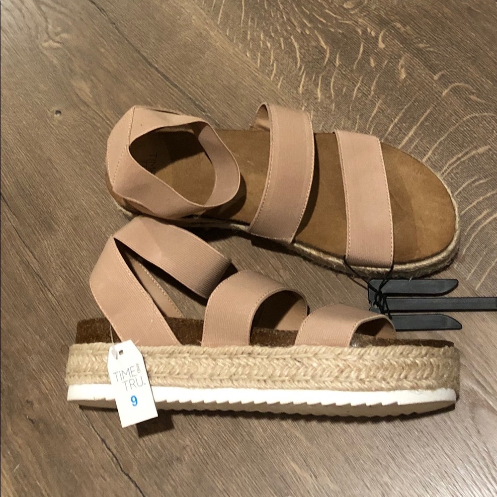 Time and Tru Blush Espadrille Platform Sandals